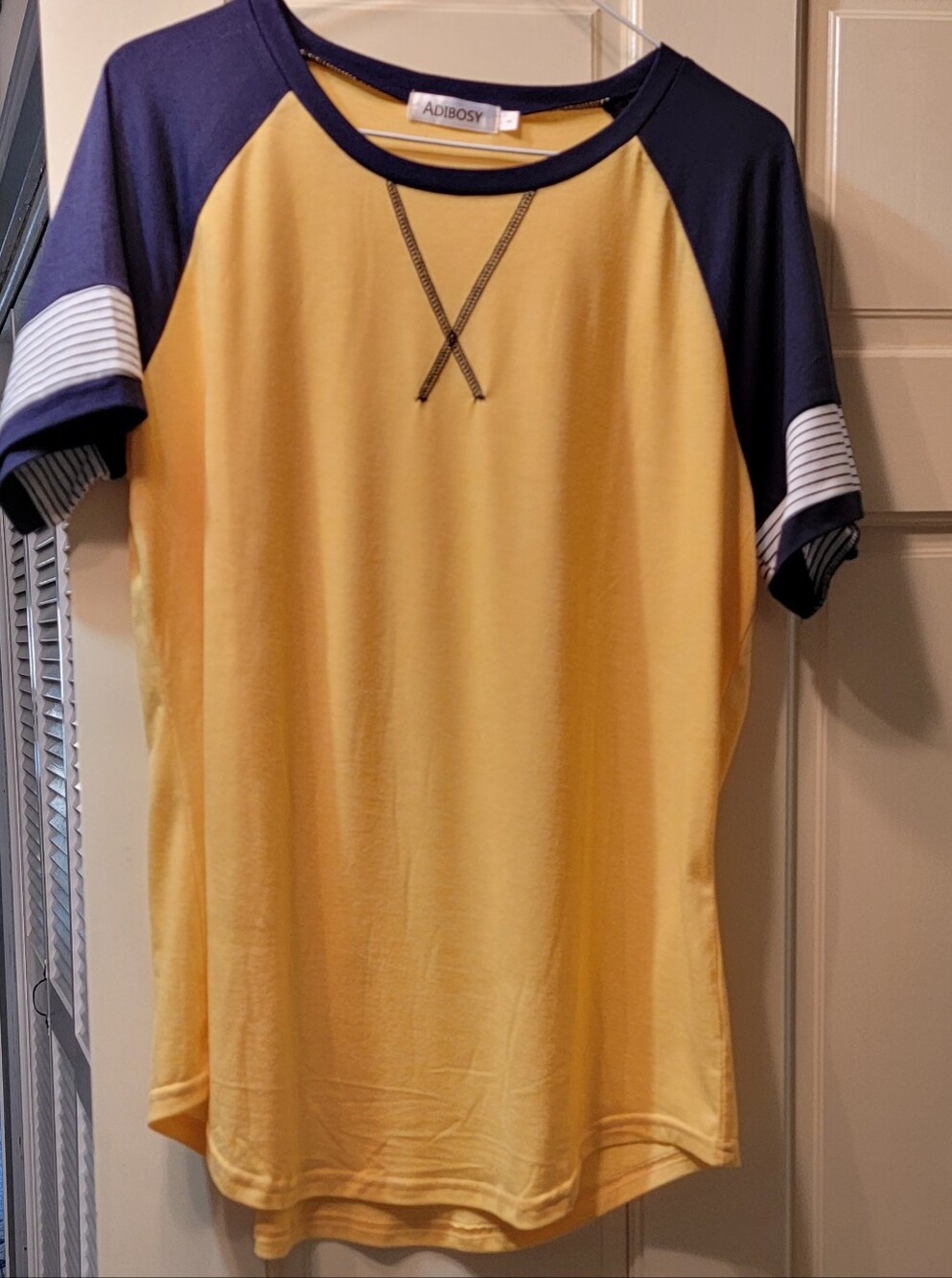 Adibosy Yellow & Navy Raglan Tee NWOT Size LARGE